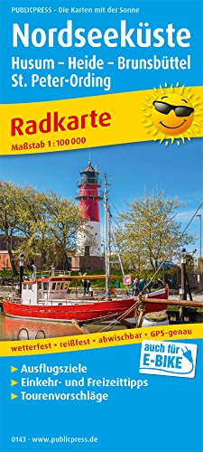 Nordseeküste, Husum - Heide - Brunsbüttel, St. Peter-Ording: Radkarte mit Ausflugszielen, Einkehr- & Freizeittipps, wetterfest, reissfest, abwischbar. 1:100000 (Radkarte: RK) von Publicpress