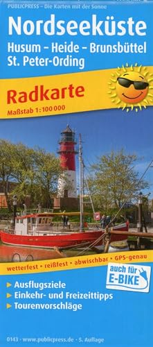 Nordseeküste, Husum - Heide - Brunsbüttel, St. Peter-Ording: Radkarte mit Ausflugszielen, Einkehr- & Freizeittipps, wetterfest, reissfest, abwischbar. 1:100000 (Radkarte: RK)