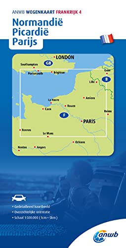 Normandy, Picardy, Paris road map (4) (Wegenkaart, Band 4) von ANWB BV, Netherlands
