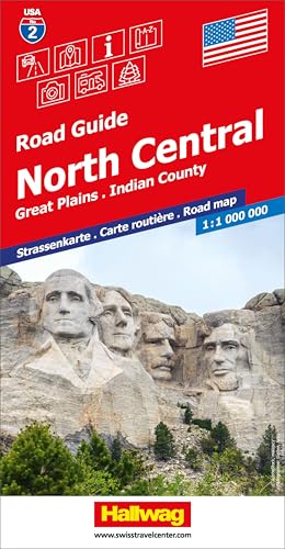 Hallwag Strassenkarte USA, North Central 1:1 Mio.: Mit Badlands, Bighorn, Black Hills, Mt. Rushmore. Inkl. Stadtpläne, Ortsverzeichnis und Reiseinformationen von Hallwag