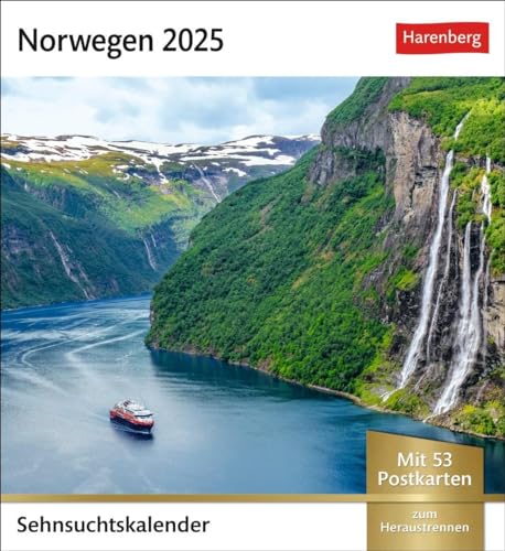 Norwegen Sehnsuchtskalender 2025 - Wochenkalender mit 53 Postkarten: Urlaubsträume in einem Tischkalender im Postkartenformat. Jede Woche neue ... zum Aufhängen (Sehnsuchtskalender Harenberg) von Harenberg