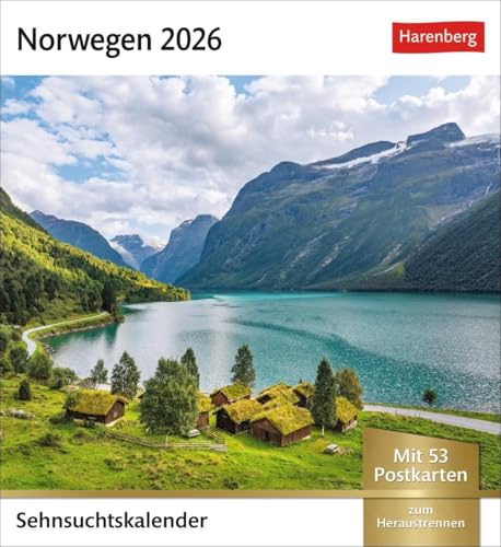 Norwegen Sehnsuchtskalender 2026 - Wochenkalender mit 53 Postkarten: Urlaubsträume in einem Tischkalender im Postkartenformat. Jede Woche neue ... Auch zum Aufhängen (Postkartenkalender) von Harenberg