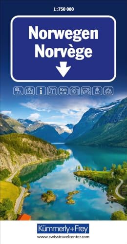Kümmerly+Frey Strassenkarte Norwegen 1:750.000: Inkl. Transitplan, Ortsverzeichnis und Reiseinformationen von Hallwag Kümmerly+Frey