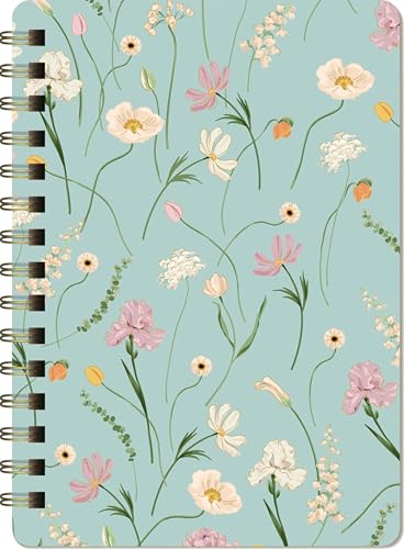 Notizblock Bloom: Notizblock A5 mit Spiralbindung, Goldveredelung, linert/punktkariert 80 Blatt, vegan, To-do`s, inkl. Stickerbogen - SchreibLiebe von Korsch Verlag