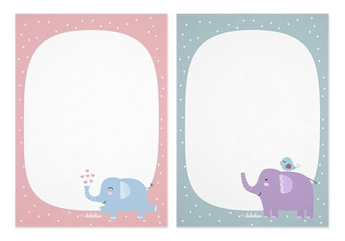 Notizblock-Set Elefanten (für Kinder): 2er Set, DIN A6 je 25 Blatt