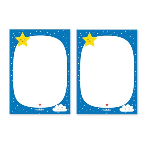 Notizblock-Set: Wolke/ Stern (für Kinder): 2er Set, DIN A6 je 25 Blatt