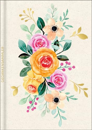 Notizbuch Blütenzauber, vegan: Notizbuch, Bullet Journal mit Goldveredelung, 2 Lesebändchen, vegan, TO-DO`s, A5, dotted, 200 Seiten - SchreibLiebe