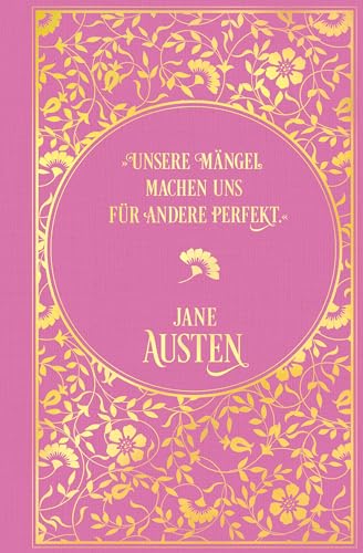 Notizbuch Jane Austen: Leinen mit Goldprägung, unliniert, Lesebändchen, pink, 14,0 x 21,5 cm von NIKOL
