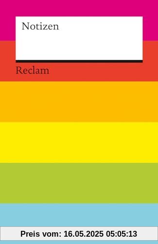 Notizen: Das kleine Reclam-Notizbuch mit Blankoseiten in Regenbogenfarben