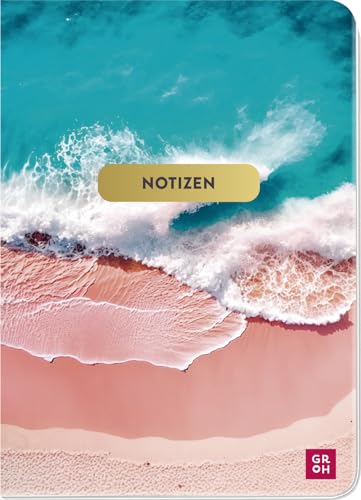 Notizheft Ozean Strand: Notizbuch, DIN A6, 48 Seiten, Punkteraster, flexibler Einband. Mit edlem Gold- und Strukturfinish (Geschenke für alle, die das Meer lieben)