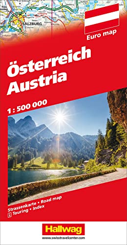 Österreich Strassenkarte 1:500 000: 1:50000. mit E-Distoguide® via QR-Code (Hallwag Strassenkarten) von Hallwag