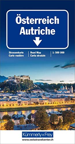 Österreich Strassenkarte 1:500000: mit Sehenswürdigkeiten und Ortsindex (Kümmerly+Frey Strassenkarten)