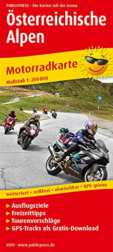 Österreichische Alpen: Motorradkarte mit Ausflugszielen, Einkehr- & Freizeittipps und Tourenvorschlägen, wetterfest, reissfest, abwischbar, GPS-genau. 1:250000 (Motorradkarte: MK)