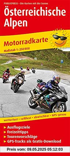 Österreichische Alpen: Motorradkarte mit Ausflugszielen, Einkehr- & Freizeittipps und Tourenvorschlägen, wetterfest, reissfest, abwischbar, GPS-genau. 1:250000 (Motorradkarte / MK)