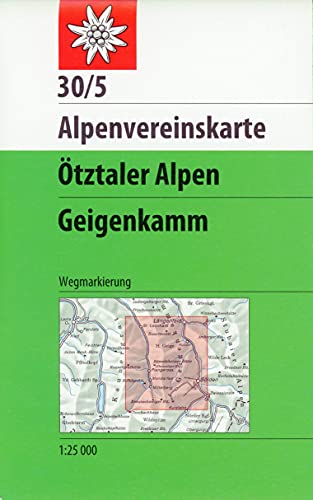 Ötztaler Alpen, Geigenkamm: Topographische Karte 1:25.000 mit Wegmarkierungen (Alpenvereinskarten)