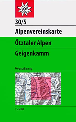 Ötztaler Alpen, Geigenkamm: Topographische Karte 1:25.000 mit Wegmarkierungen (Alpenvereinskarten)