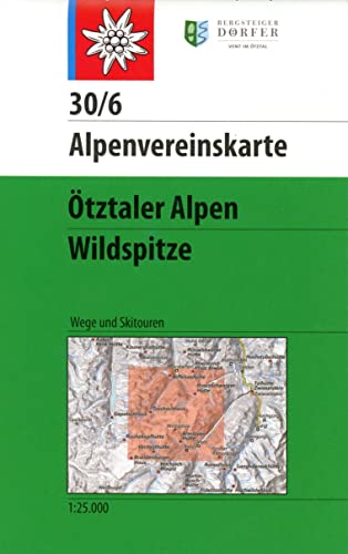 Ötztaler Alpen, Wildspitze: Topographische Karte 1:25.000 mit Wegmarkierungen und Skirouten: Wege und Skitouren - Topographische Karte 1:25.000 (Alpenvereinskarten)