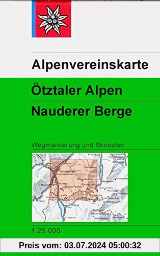 Ötztaler Alpen - Nauderer Berge: Wegmarkierungen  und Skirouten - Topographische Karte 1:25000 (Alpenvereinskarten)