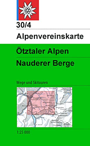 Ötztaler Alpen, Nauderer Berge: Topographische Karte 1:25.000 mit Wegmarkierungen und Skirouten (Alpenvereinskarten)