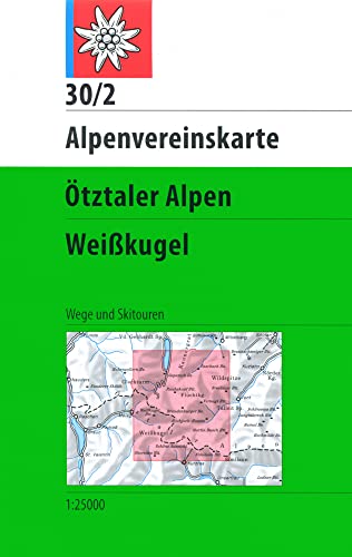 Ötztaler Alpen, Weißkugel: Topographische Karte 1:25.000 mit Wegmarkierungen und Skirouten: Wege und Skitouren. Topographische Karte (Alpenvereinskarten)