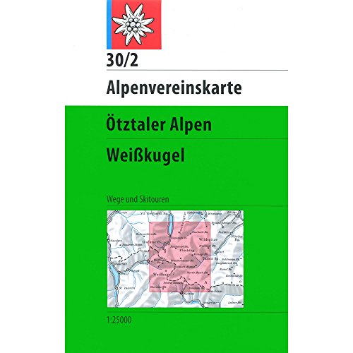 Ötztaler Alpen, Weißkugel: Topographische Karte 1:25.000 mit Wegmarkierungen und Skirouten: Wege und Skitouren. Topographische Karte (Alpenvereinskarten)