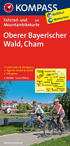KOMPASS Fahrradkarte 3101 Oberer Bayerischer Wald - Cham 1:70.000: reiß- und wetterfest von Kompass