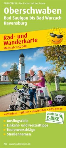 Oberschwaben, Bad Saulgau bis Bad Wurzach, Ravensburg: Rad- und Wanderkarte mit Ausflugszielen, Einkehr- & Freizeittipps sowie Straßennamen, ... 1:50000 (Rad- und Wanderkarte: RuWK)