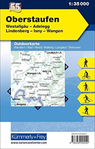 Oberstaufen Nr. 55 Outdoorkarte Deutschland 1:35 000: Westallgäu, Andelegg, Lindenberg, Isny, Wangen, free Download mit HKF Maps App (Kümmerly+Frey Outdoorkarten Deutschland)