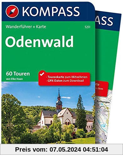 Odenwald: Wanderführer mit Extra Tourenkarte zum Mitnehmen.