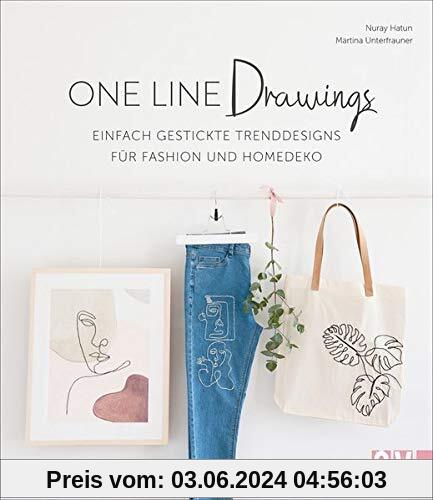 One Line Drawings – Einfach gestickte Trenddesigns für Fashion und Homedeko. Kleidung und Homeaccessoires pimpen mit angesagten Motiven, die aus nur einer Linie bestehen. Neu 2021.