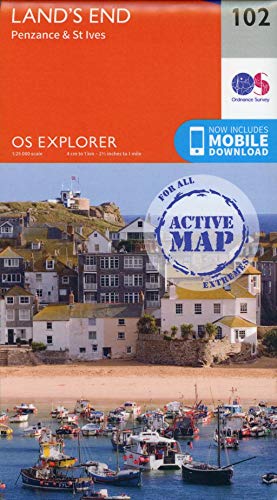 Ordnance Survey GB Blatt 102 Active Map: Penzance & St Ives (OS Explorer Active, Band 102)