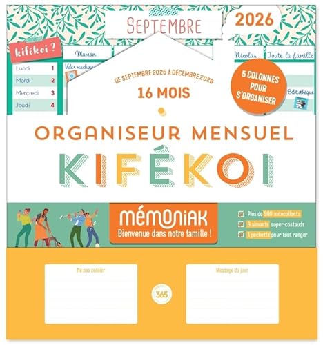 Organiseur calendrier mensuel aimanté Kifékoi sept. 2025-déc. 2026 par colonne Organiseur calendrier mensuel aimanté Kifékoi sept. 2025-déc. 2026 par colonne von 365 PARIS