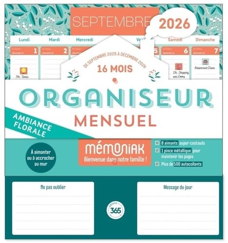Organiseur calendrier mensuel aimanté sept. 2025-déc 2026 - Ambiance florale Organiseur calendrier mensuel aimanté sept. 2025-déc 2026 - Ambiance florale von 365 PARIS