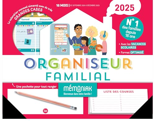 Organiseur familial Mémoniak 2025, calendrier organisation familial mensuel (sept. 2024- déc. 2025) von 365 PARIS