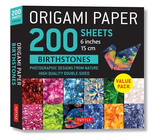Origami Paper 200 Sheets Birthstones 6" (15 CM): Photographic Designs from Nature: High-Quality Double Sided Origami Sheets Printed with 12 Different: ... (Instructions for 6 Projects Included) von Tuttle Publishing
