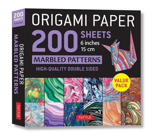 Origami Paper 200 Sheets Marbled Patterns: 6 inches 15 cm: Tuttle Origami Paper: High-Quality Double Sided Origami Sheets Printed with 12 Different Patterns (Instructions for 6 Projects Included)