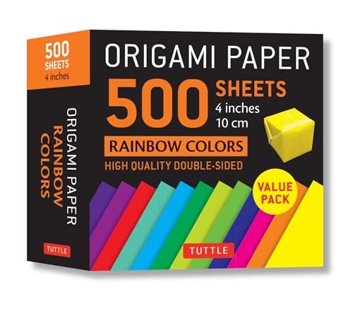 Origami Paper 500 Sheets Rainbow Colors 4" 10 Cm: High Quality Double-Sided Value Pack: Tuttle Origami Paper: Double-Sided Origami Sheets Printed with 12 Different Color Combinations