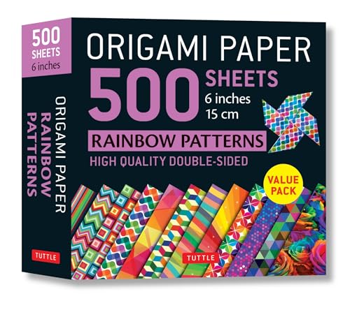 Origami Paper 500 Sheets Rainbow Patterns 6 inches - 15 cm: Tuttle Origami Paper: High-Quality Double-Sided Origami Sheets Printed With 12 Different Designs (Instructions for 6 Projects Included) von Tuttle Publishing
