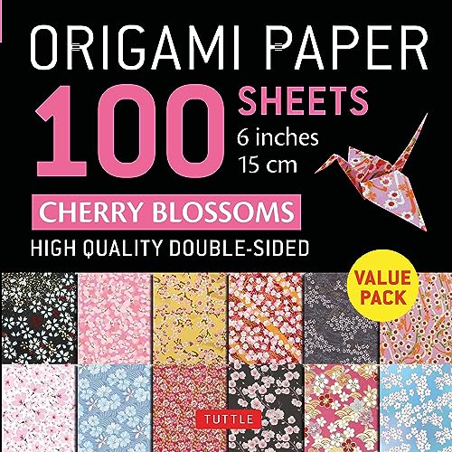 Origami Paper Cherry Blossoms: Tuttle Origami Paper: Double-sided Origami Sheets Printed With 12 Different Patterns - Instructions for 5 Projects Included