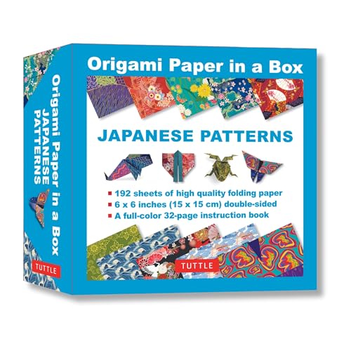 Origami Paper in a Box - Japanese Patterns: 192 Sheets of Tuttle Origami Paper: Origami Paper Printed With 10 Different Patterns: Book of 4 Projects (Tuttle Specials) von Tuttle Publishing
