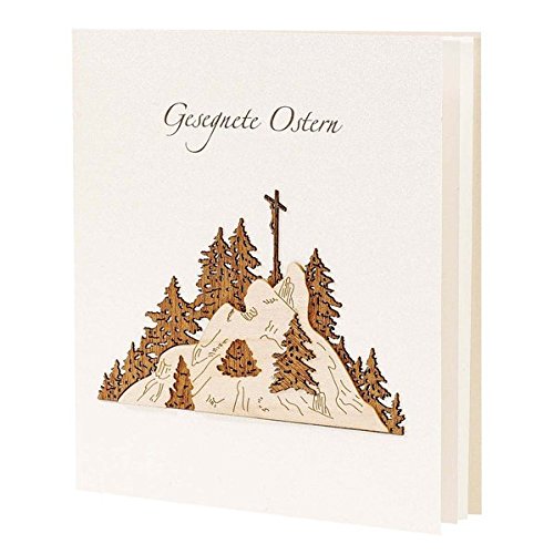 Osterkarte mit Holzintarsien »Kreuz im Gebirge« Osterkarte mit Holzintarsien »Kreuz im Gebirge«
