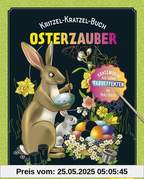 Osterzauber: Kratzmotive mit tollen Farbeffekten. Mit Holz-Stick