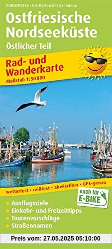 Ostfriesische Nordseeküste, Östlicher Teil: Rad- und Wanderkarte mit Ausflugszielen, Straßennamen, Einkehr- und Freizeittipps, wetterfest, reissfest. 1:50000 (Rad- und Wanderkarte/RuWK)