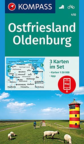 KOMPASS Wanderkarten-Set 410 Ostfriesland, Oldenburg (3 Karten) 1:50.000: inklusive Karte zur offline Verwendung in der KOMPASS-App. Fahrradfahren. von Kompass