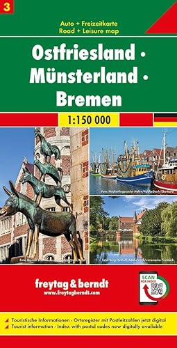 Ostfriesland - Münsterland - Bremen, Autokarte 1:150.000, Blatt 3 (freytag & berndt Auto + Freizeitkarten) von Freytag + Berndt