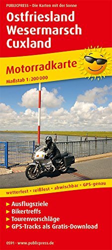 Ostfriesland - Wesermarsch - Cuxland: Motorradkarte mit Ausflugszielen, Bikertreffs, Tourenvorschlägen, wetterfest, reißfest, abwischbar, GPS-genau. 1:200000 (Motorradkarte: MK)