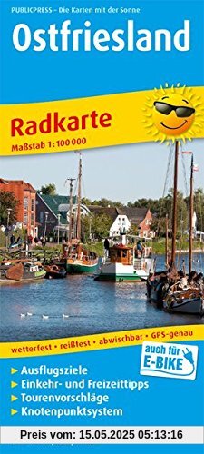 Ostfriesland: Radkarte mit Ausflugszielen, Einkehr- & Freizeittipps, reissfest, wetterfest, abwischbar. 1:100000 (Radkarte / RK)