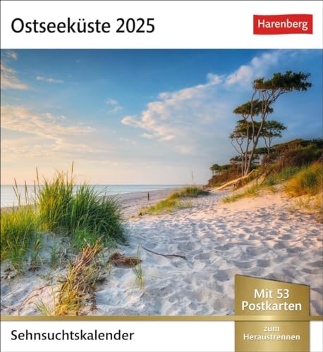 Ostseeküste Sehnsuchtskalender 2025 - Wochenkalender mit 53 Postkarten: Leuchttürme, Sanddünen u.v.m. in einem Foto-Kalender voller Urlaubsfeeling. ... zum Aufhängen (Sehnsuchtskalender Harenberg) von Harenberg