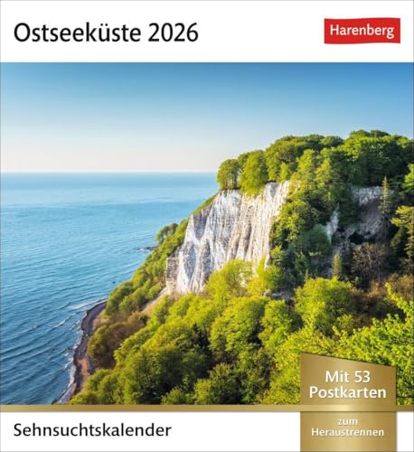 Ostseeküste Sehnsuchtskalender 2026 - Wochenkalender mit 53 Postkarten: Leuchttürme, Sanddünen u.v.m. in einem Foto-Kalender voller Urlaubsfeeling. ... zum Aufhängen (Sehnsuchtskalender Harenberg) von Harenberg