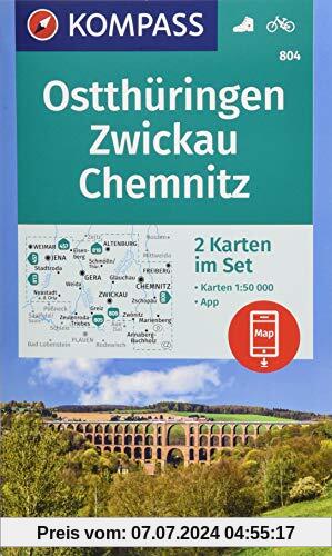 Ostthüringen, Zwickau, Chemnitz: 2 Wanderkarten 1:50000 im Set inklusive Karte zur offline Verwendung in der KOMPASS-App. Fahrradfahren. (KOMPASS-Wanderkarten, Band 804)